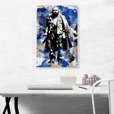 Adem Jashari Libération de l'Armée de terre fond bleu, impression sur toile tendue