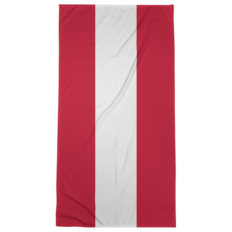 Bath Towel, Red/White/Red, Microfiber
