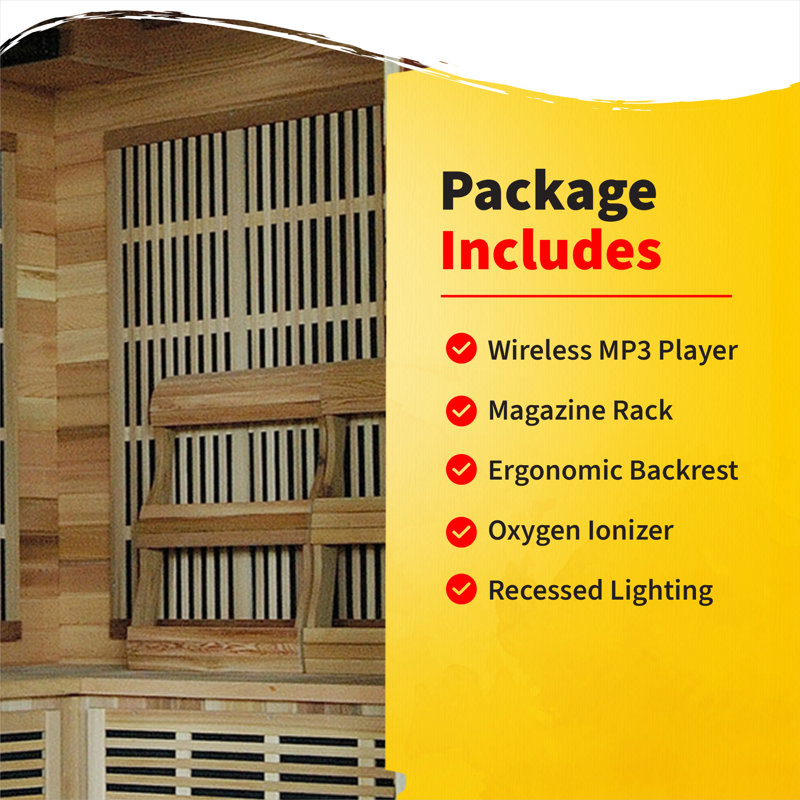 Heatwave 4-Person Cedar Corner Infrared Sauna with 10 Carbon Heaters