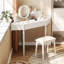 Meuble-lavabo de coin moderne avec grand rangement, miroir DEL et tabouret, luminosité réglable, peu encombrant