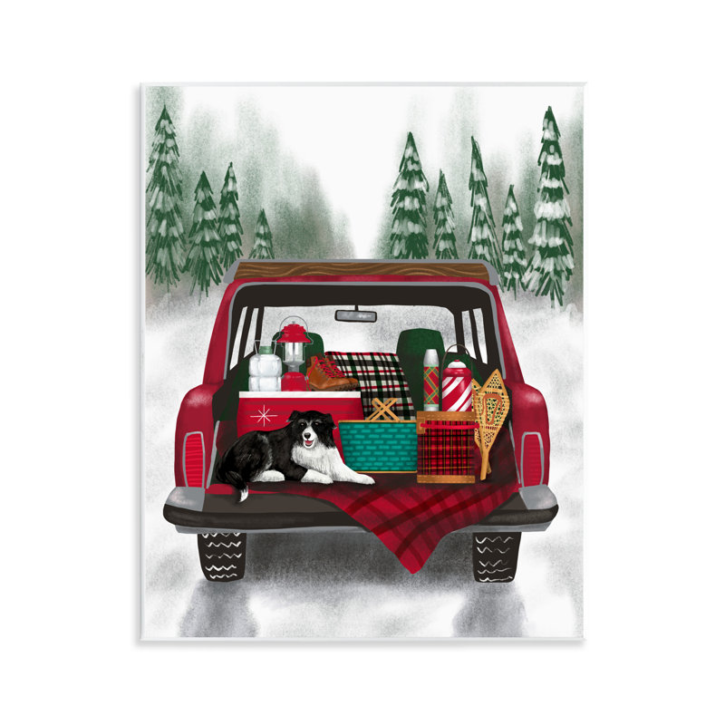 Plaque murale Winter Tailgate avec chien, design par Jilly Jack Designs