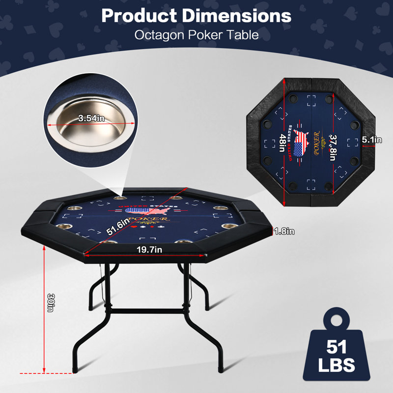 Table de poker pliable pour 8 joueurs RayChee, Noir