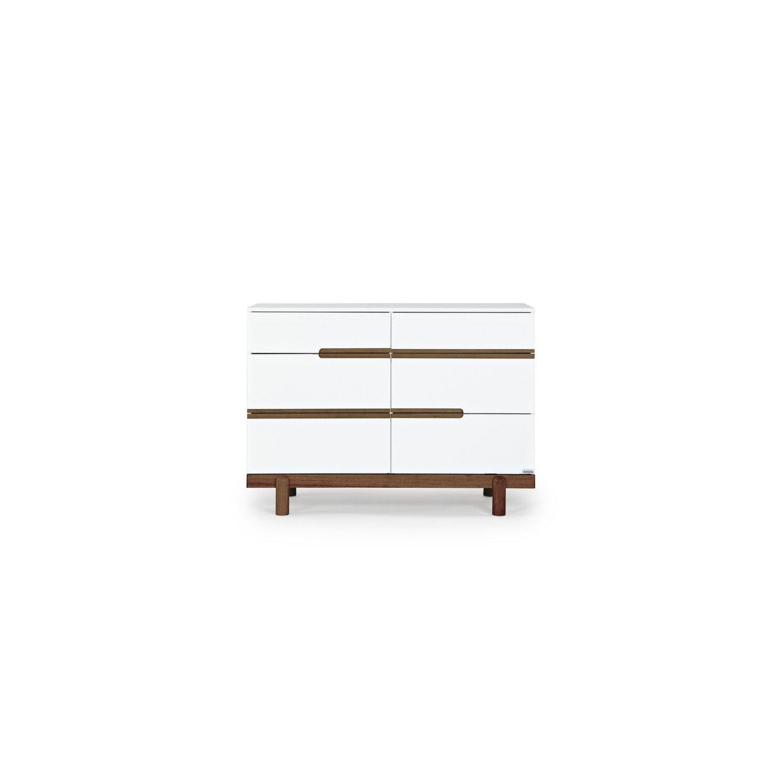 Bliss 6-Drawer Dresser, White/Walnut