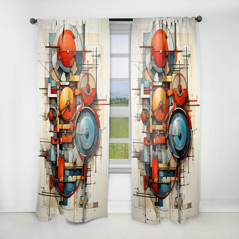 Constructivism Dynamic Assemblage Geometric III - Constructivism Velvet Curtain - 1 Panel, 52" W x 63" L