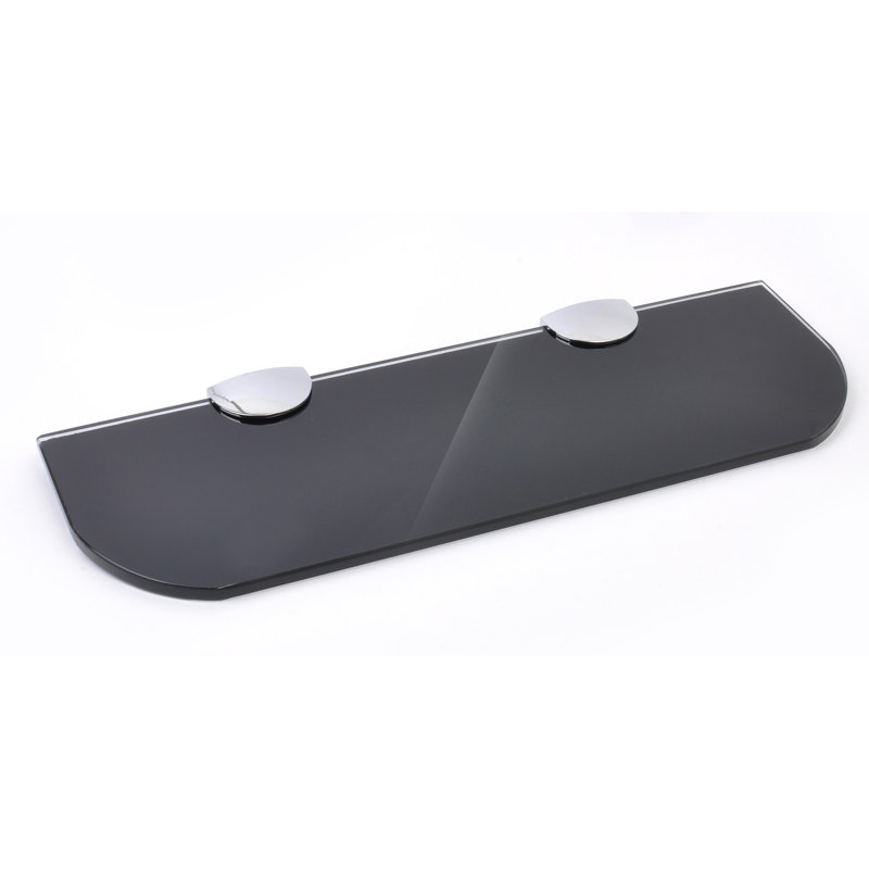 Fanni Glass Floating Shelf with Adjustable Shelves, 0.6cm H x 30cm W x 10cm D, Black