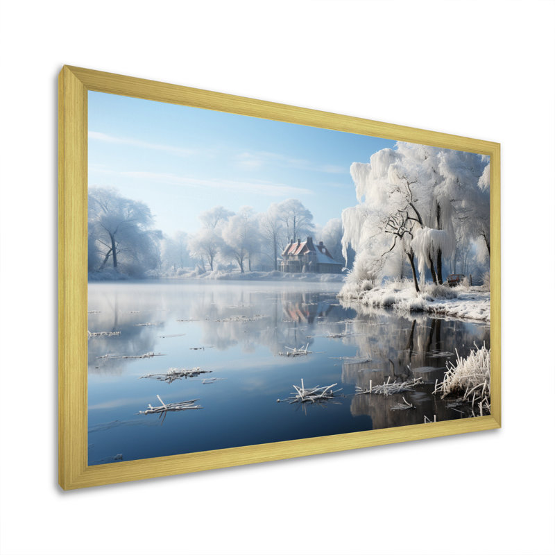 Paysage d'hiver Frozen Pond I, H 16 po x l 32 po x P 1 po, Cadre doré à une seule photo