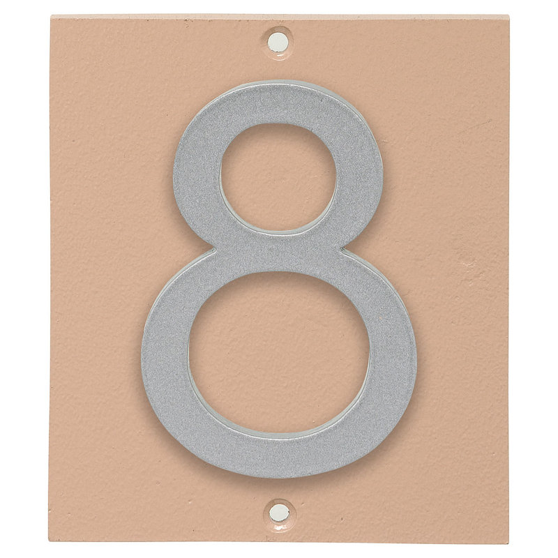 Plaque d'adresse verticale à 1 ligne flottante, Taupe / argent, Oui