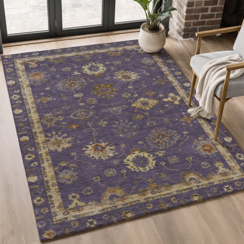 Premium Machine Washable Mayfield AMF2045 Global Rug, 8' x 10', Eggplant