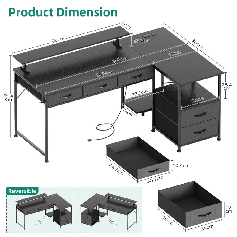 Metal Base Computer Desk, Black