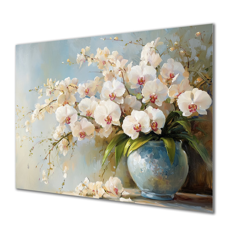 Golden Harmony Orchids Flowers I - reproduction d'orchidée sur métal, H 30 po x l 40 po