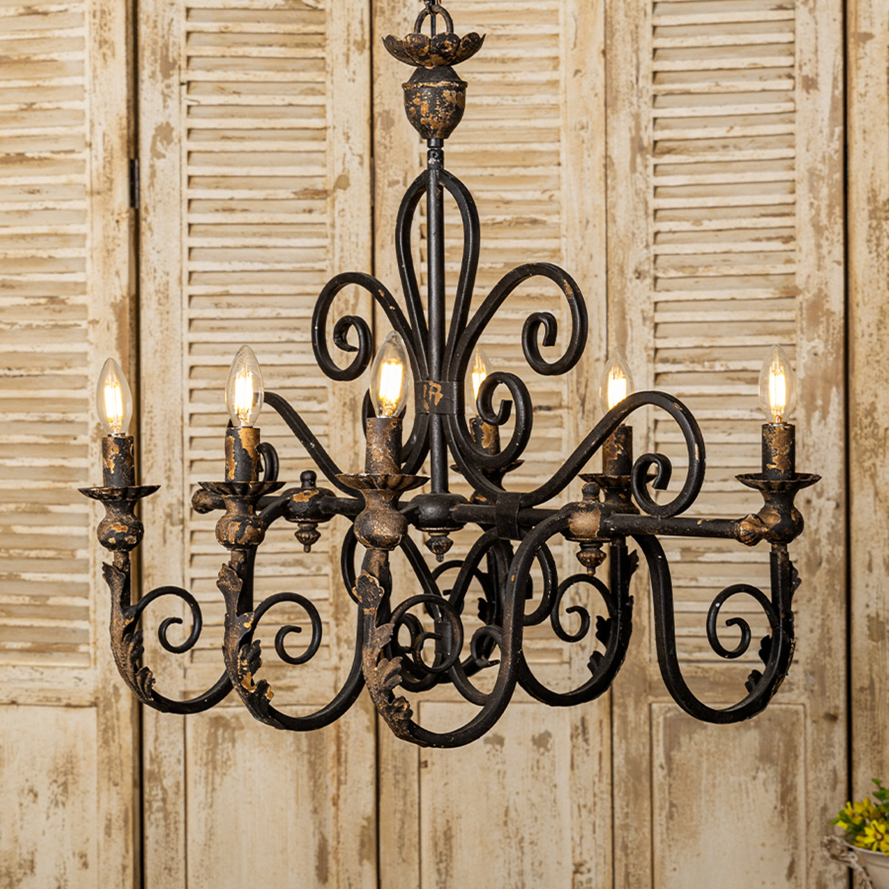 Astoria Grand Vintage Wrought Iron 6-Light Candle Chandelier | Wayfair