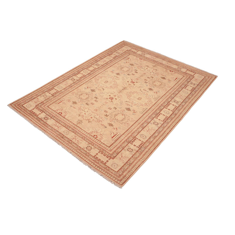 Tapis brun / brun clair / beige en laine noué à la main 6 pi 8 po x 9 pi 2 po Baccio
