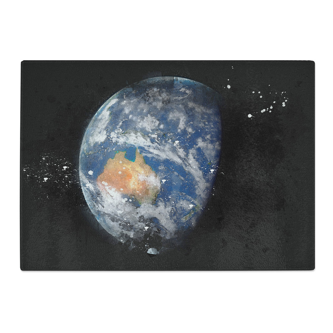 Tempered Glass View of Planet Earth Paint Splash Chopping Board