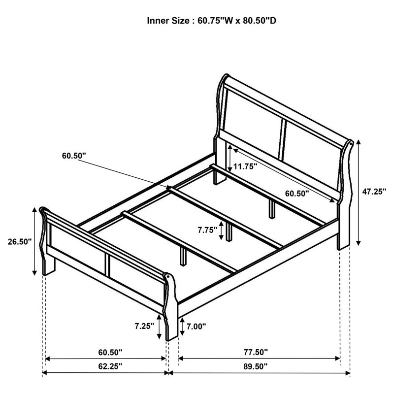 Daleyza 47-inch Queen Sleigh Panel Bed White, Queen, White