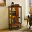 Cabinet Curio avec tablettes réglables et panneau arrière en miroir, portes en verre trempé (3 niveaux) (ampoule E26 non incluse)-436039451