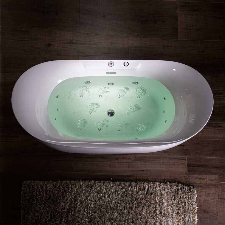 ᐅ【WOODBRIDGE 72 x 35-3/8 Whirlpool Water Jetted and Air Bubble  Freestanding Heated Soaking Combination Bathtub with LED control panel ,  BJ400-WOODBRIDGE】