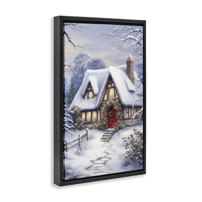 Toile flottante encadrée «Niveous Winter Cottage» par Heidi Kuntz