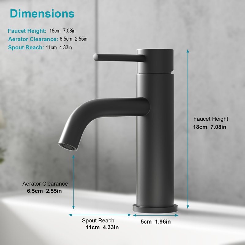 Single-handle Bathroom Faucet with Drain Assembly, Black