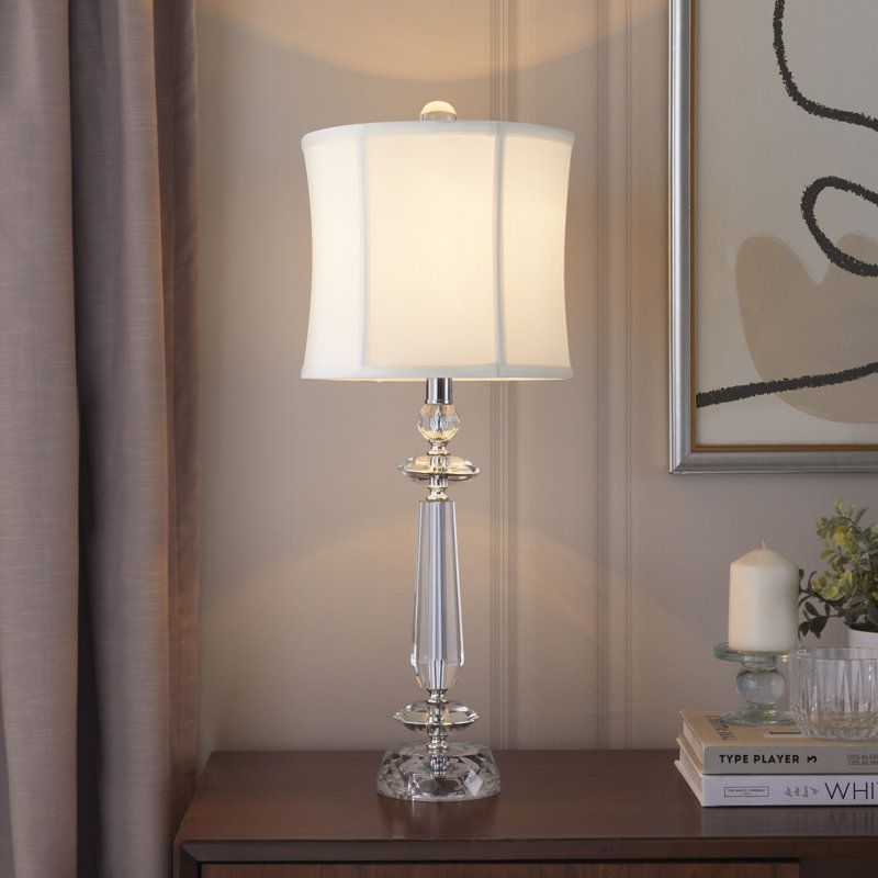 Rodrigez 25.5" Clear Crystal Table Lamp Set, White