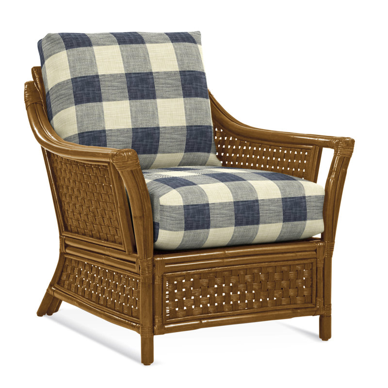 Boca Upholstered Armchair, Blue Buffalo Check; 0120-61, Hazel