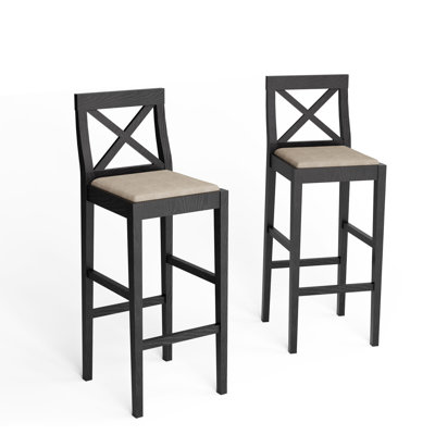 Bar chairs Counter stools upholstered seats and footstoolsblack