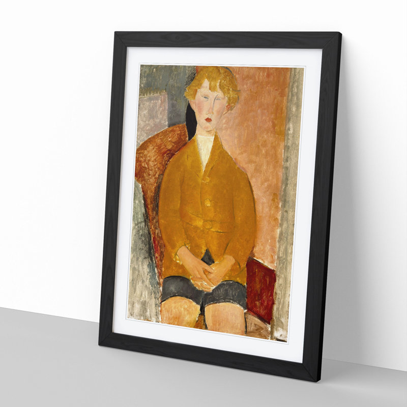 Boy in Short Pants by Amedeo Modigliani - Picture Frame Painting, Black, 65cm H x 48cm W x 2cm D