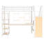 Lit mezzanine blanc avec bureau intégré, garde-robe et rangement intégré en métal, finition de bureau