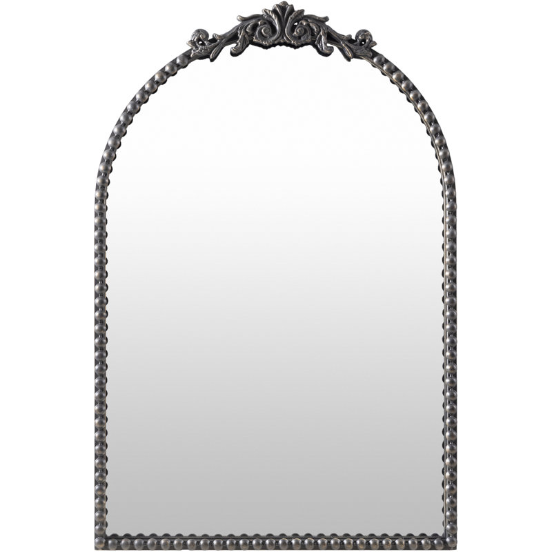 Anzlie Wrought Iron Arch Wall Mirror, 30" x 20", Black
