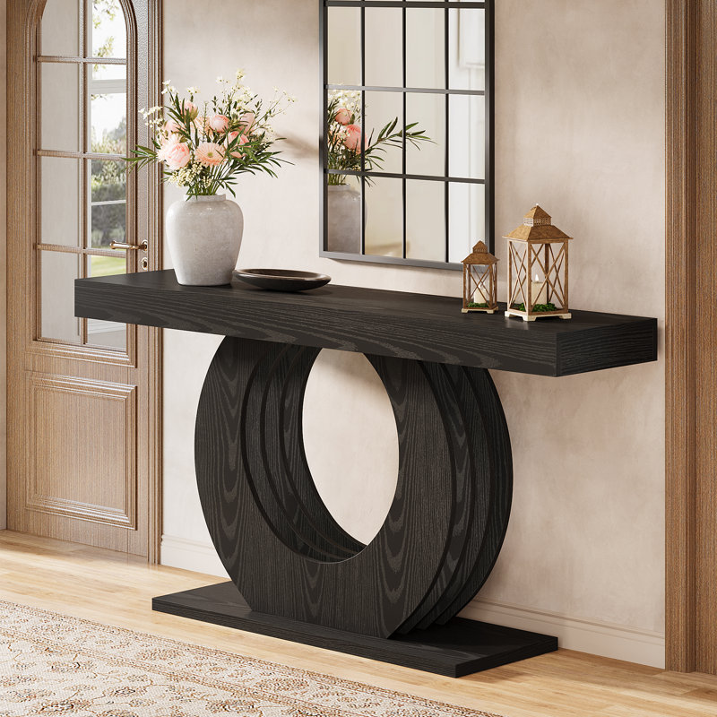 63-Inch Wood Console Sofa Table, Black