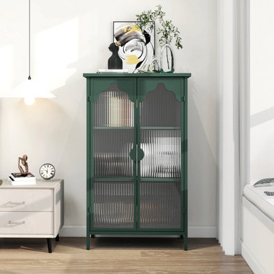 Armoire de rangement en métal à 2 portes, armoire de présentation avec portes en verre, buffet de cuisine en métal, armoire de rangement en verre pour salle à manger, salon, chambre à coucher