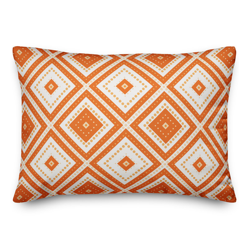  Coussin lombaire intérieur / extérieur Geo, Orange/Crème, Polyester / Bourre en polyester