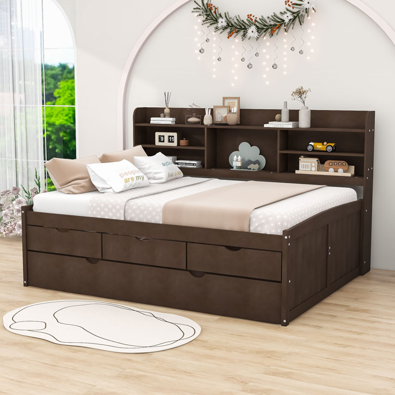 Lit plateforme avec rangement Vihaan, Gris antique