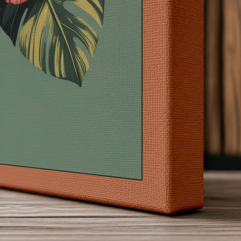 Pink Hibiscus Study Botanical - Wrapped Canvas, 36x24 - 91.4 x 61.0 cm, Terracotta Border