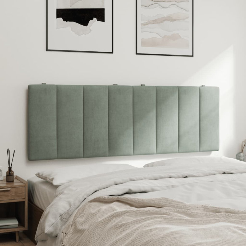 Tête de lit vidaXL velours gris clair Hanko 137 cm, Gris clair, Double