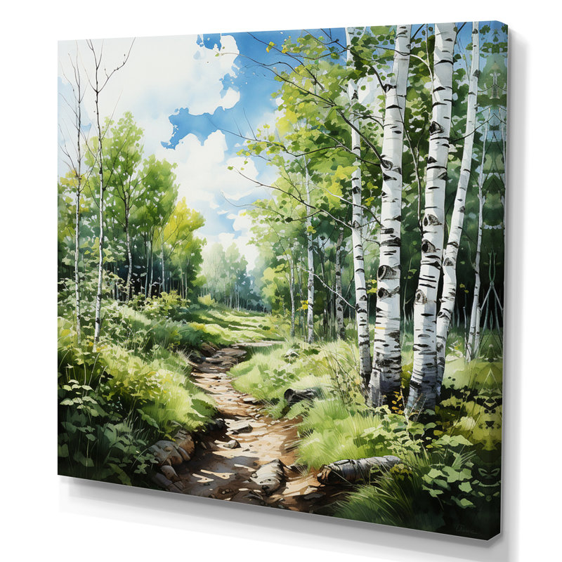 Birch Woods Whispering Winds XI - Forest Wall Art Living Room, H 36 po x l 36 po x P 1,5 po, Toile tendue