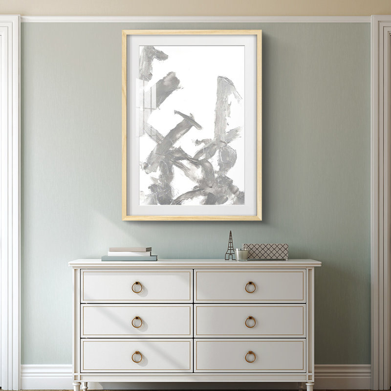 Silvery Strokes II - Impression encadrée, Naturel, H 25,5 po x l 17,5 po