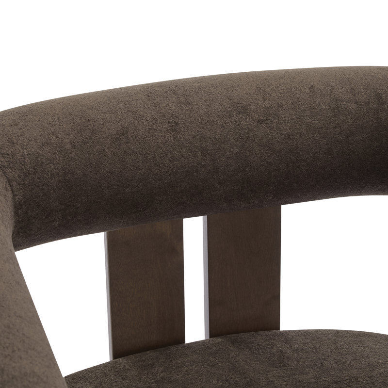 Faiella Velvet Upholstered Accent Arm Chair, Dark Brown