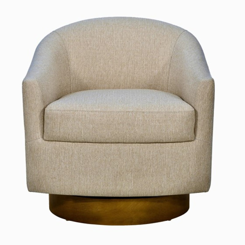 Teruo Wide Swivel Barrel Chair, Brown