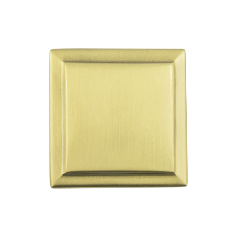 Studio II Square Knob, Brushed Golden Brass