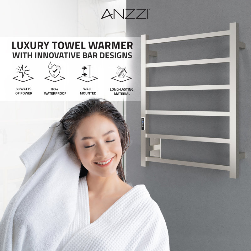 Charles Series Straight Towel Rail Towel Warmer, Brushed Nickel