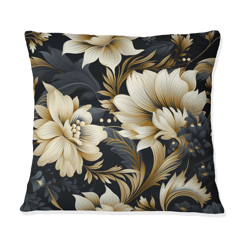 Coussin décoratif en polyester damassé foncé foncé Beige, H 16 po x l 16 po