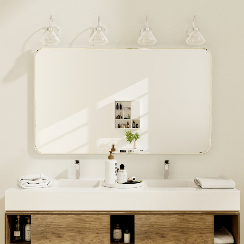 Miroir de salle de bain en aluminium, 36 po x 60 po, Argent argent