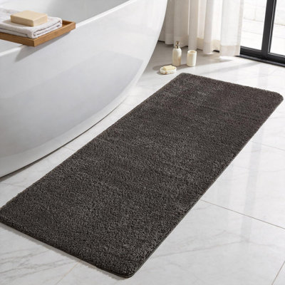Bathroom Runner Rug, Ultra Soft Long Bath Mat Machine Washable Super Absorbent Quick Dry Bathroom Runner Rugs 24 x 60 Non Slip, Dark Grey 24" x 60"