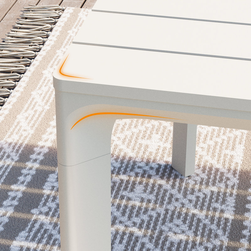 Table de salle à manger rectangulaire d'extérieur Coral 79 po en aluminium avec housse en tissu, Blanc, L 78,7 po x P 39,4 po