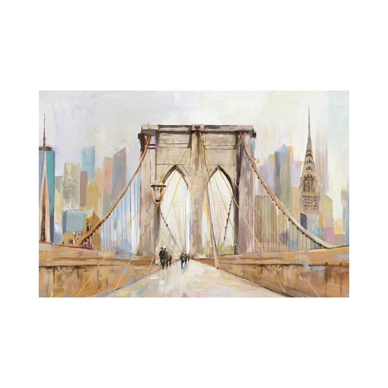 Brooklyn Bridge Walkway by Allison Pearce - Wrapped Canvas Painting, 66.04 cm H x 45.72 cm W x 3.175 cm D