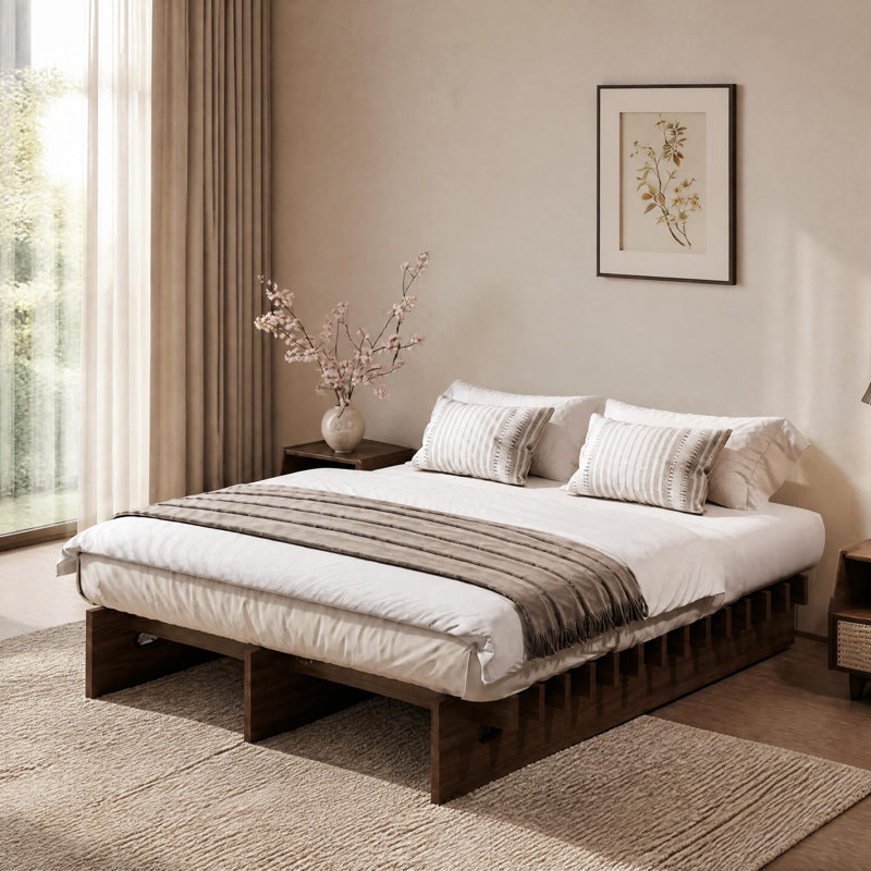 Solid Wood Platform Bed, Walnut FULL