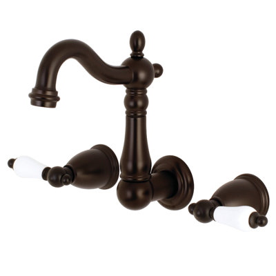 Kingston Brass Heritage Two-Handle 3-Hole Wall Mount Bathroom Faucet