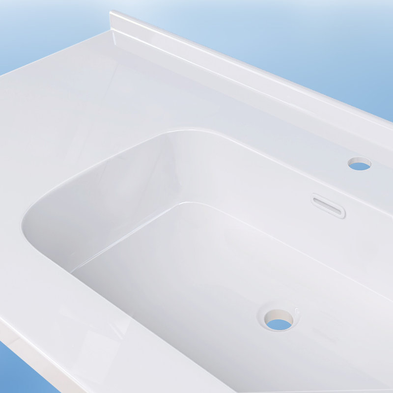 42 po X P 22 po D - Comptoir de meuble-lavabo rectangulaire à surface solide avec comptoir de salle de bain, Gauche
