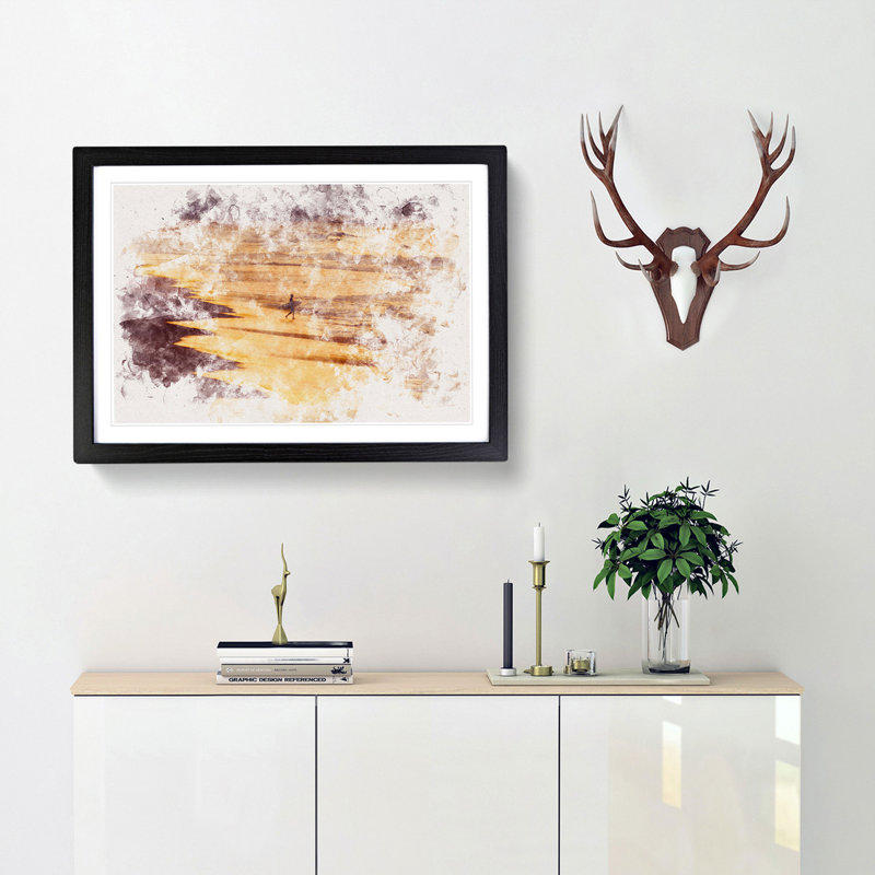 Heading into the Surf - Picture Frame Painting Print, 62cm H x 87cm W x 2cm D, Black Framed