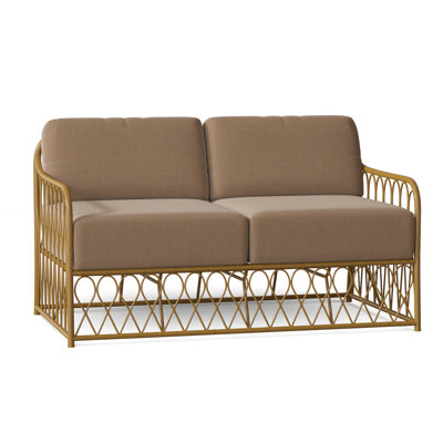 Cane 53.75'' Wide Aluminum Loveseat with Cushions